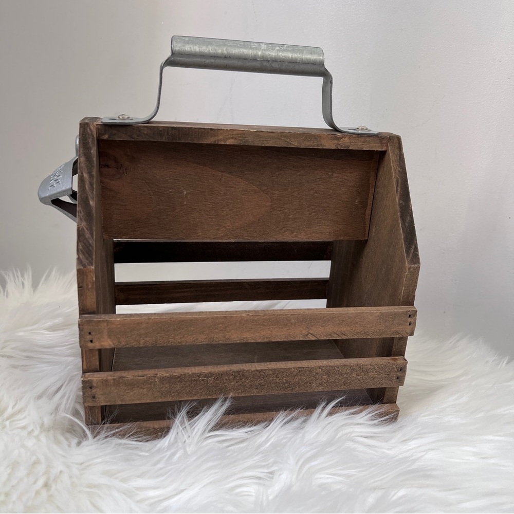 Wooden Rustic Bottle Holder Carrier with Bottle Opener